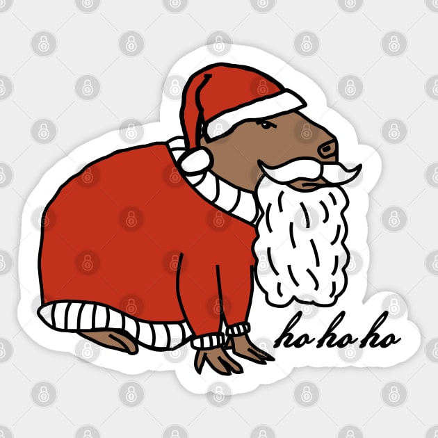 Christmas Capybara Santa Claus says Ho Ho Ho Sticker by ellenhenryart